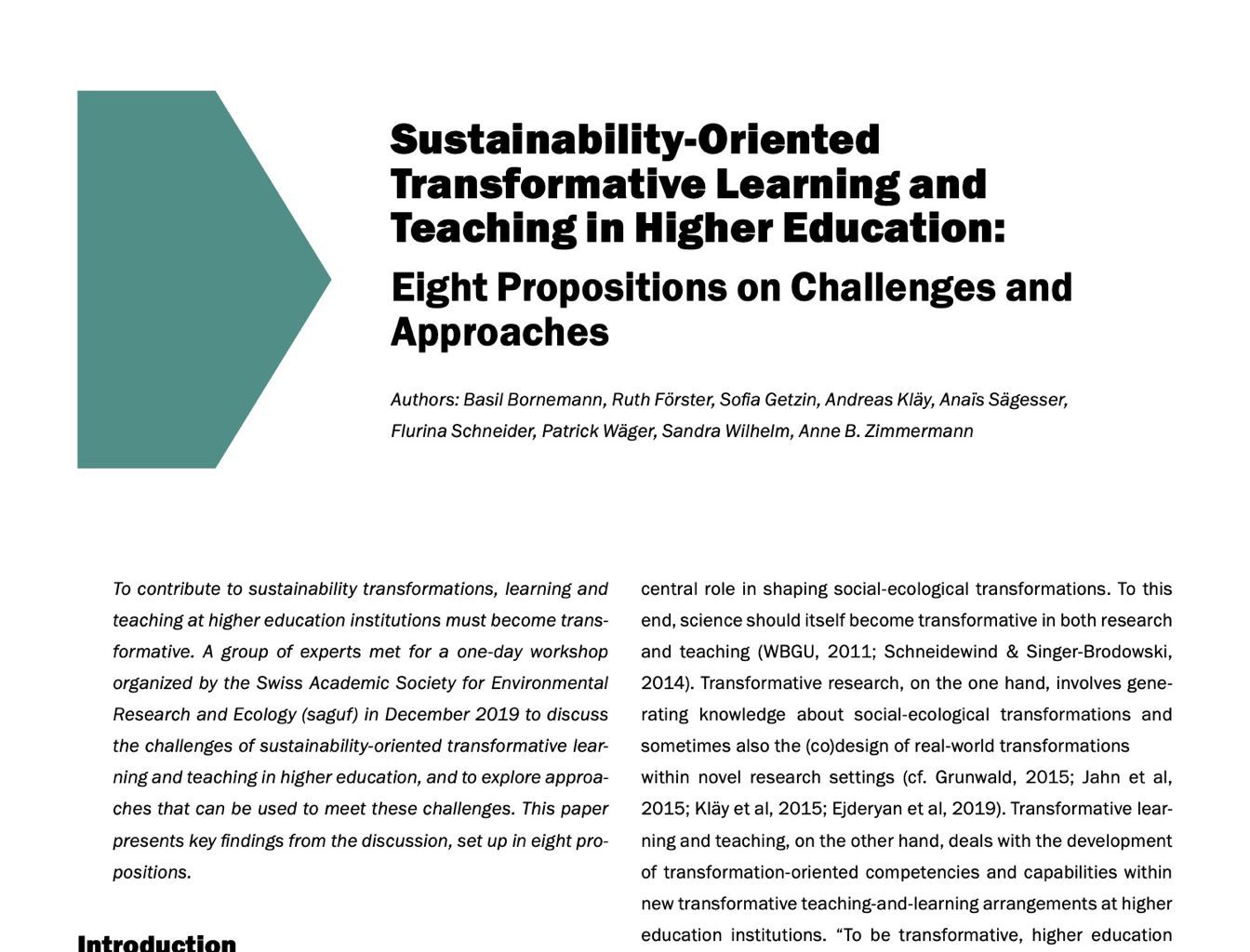 Bericht Transformative Learning