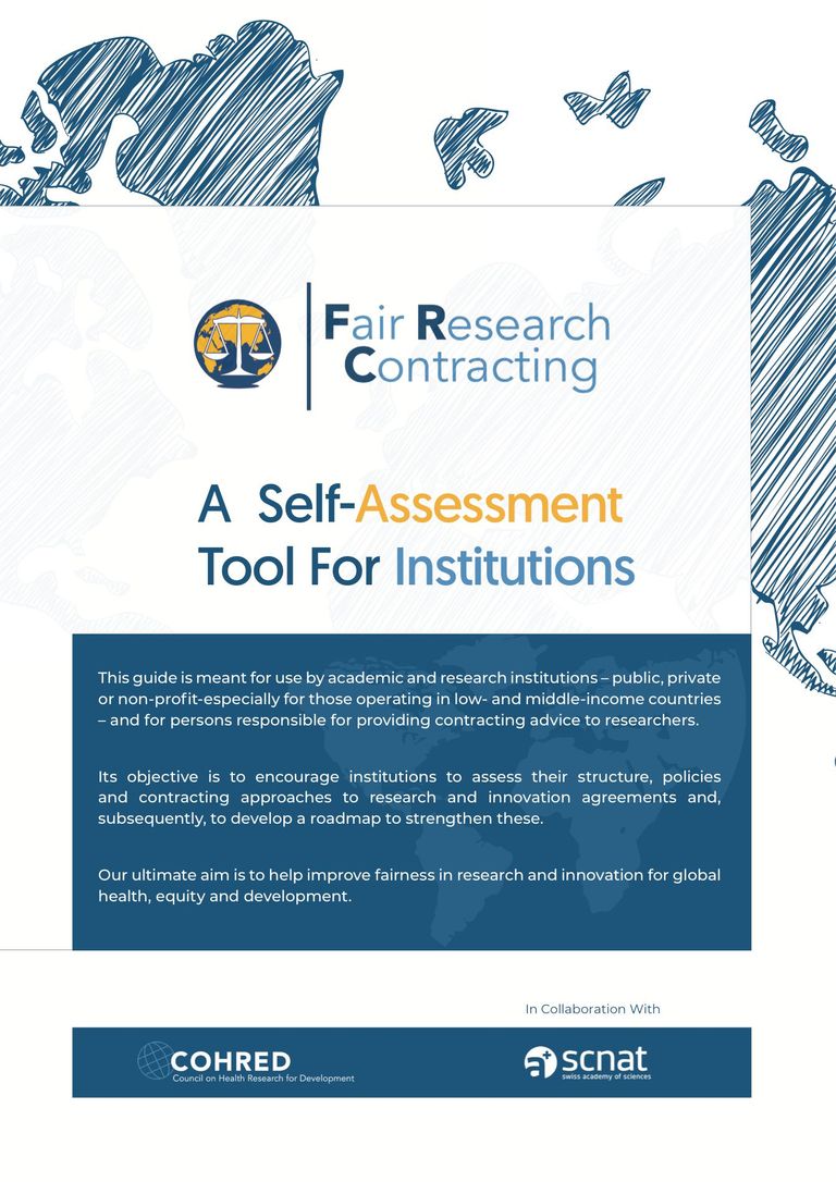 The fair research contracting self-assessment tool supports institutions to engage in fair and equitable negotiation processes for formal contracts despite recognised imbalances in institutional contracting capacities.