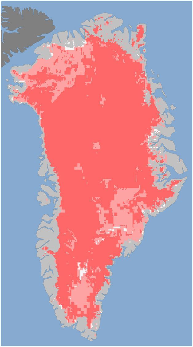 Source and further information: NASA Earth Observatory: Unprecedented Greenland Ice Sheet Surface Melt in 2012