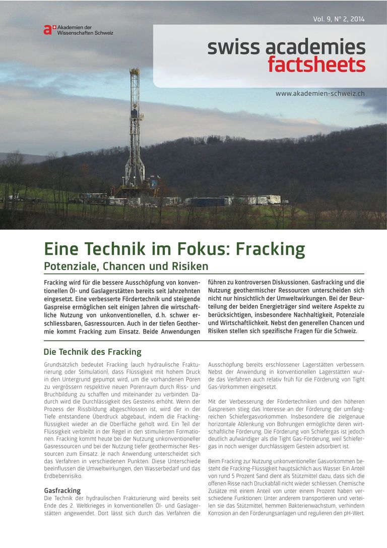 Factsheet Fracking Deutsch: Eine Technik im Fokus: Fracking (Factsheet)