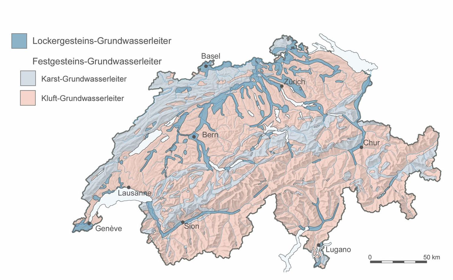 Schizzo idrogeologica de la Svizzera