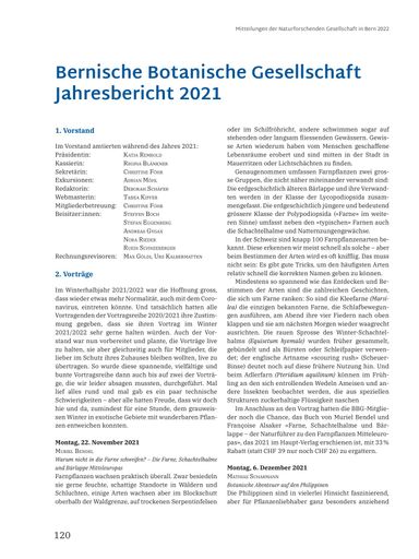 Bernische Botanische Gesellschaft Jahresbericht 2021