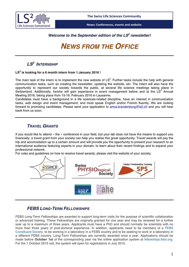 LS2 Newsletter September 2015