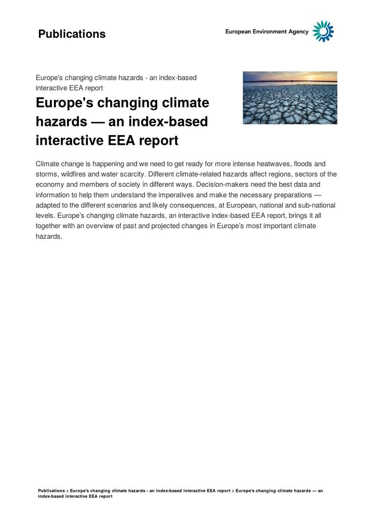 European Environment Agency (2021) Europe's changing climate hazards — an index-based interactive EEA report