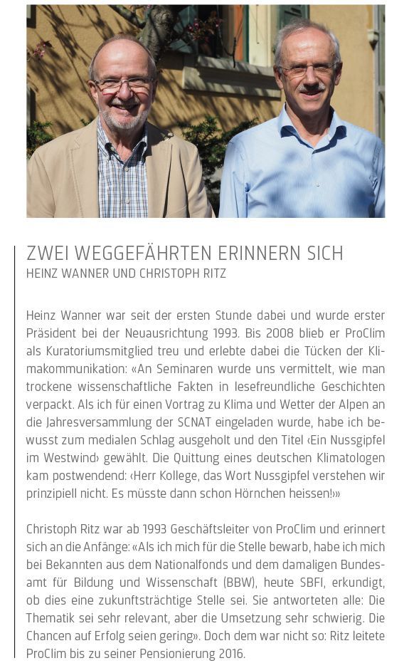 Zwei Weggefährten erinnern sich: Heinz Wanner und Christoph Ritz