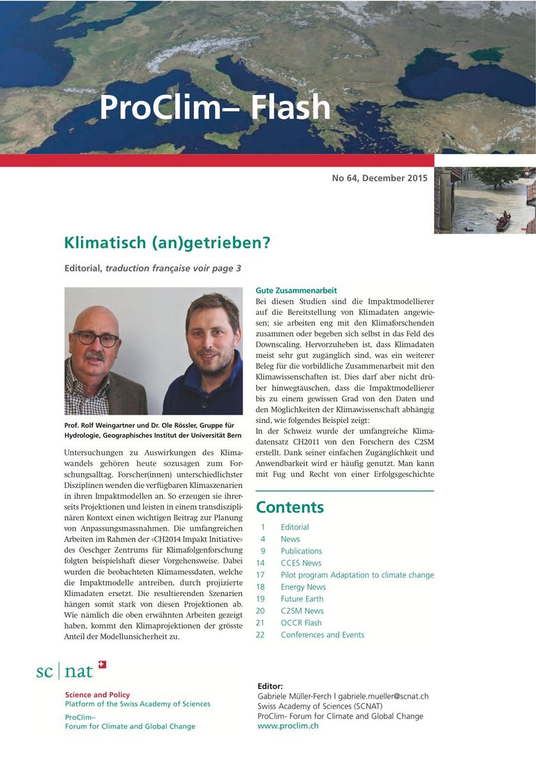 Editorial Weingartner und Rössler: Editorial Rolf Weingartner und Ole Rössler