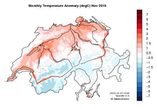 Site web de la MétéoSuisse: Cartes climatologiques suisses