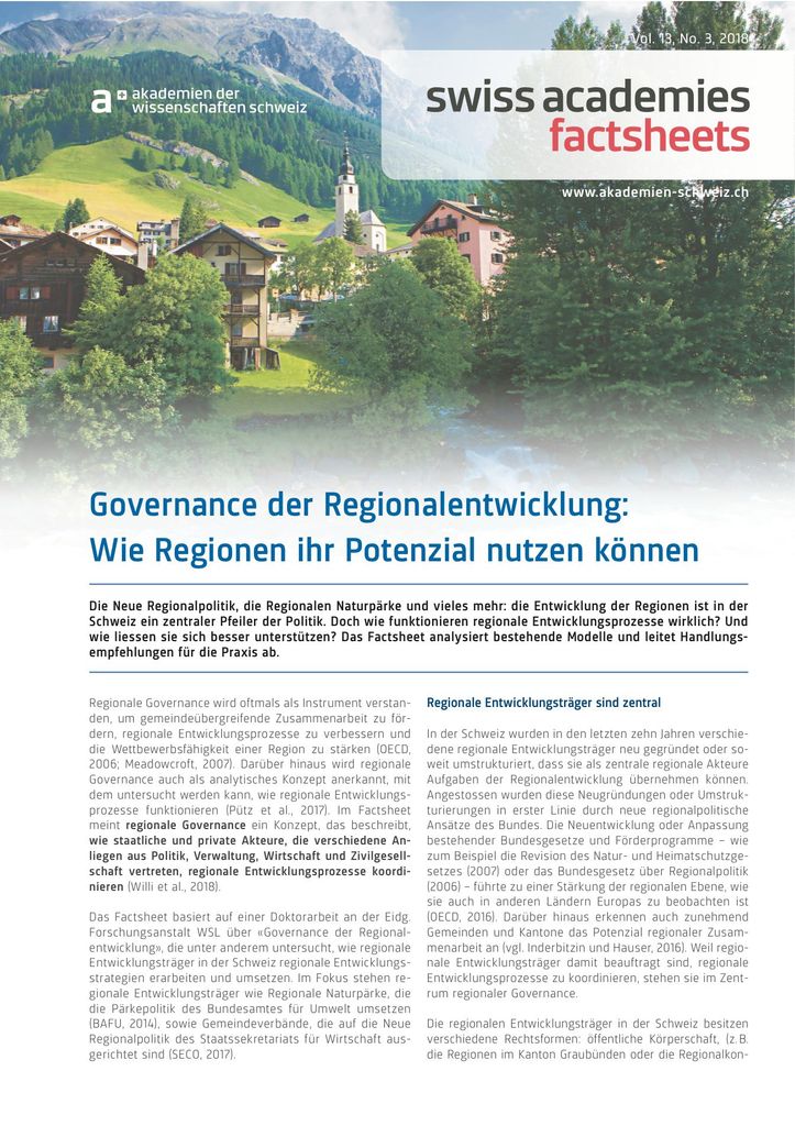 Factsheet Governance der Regionalentwicklung