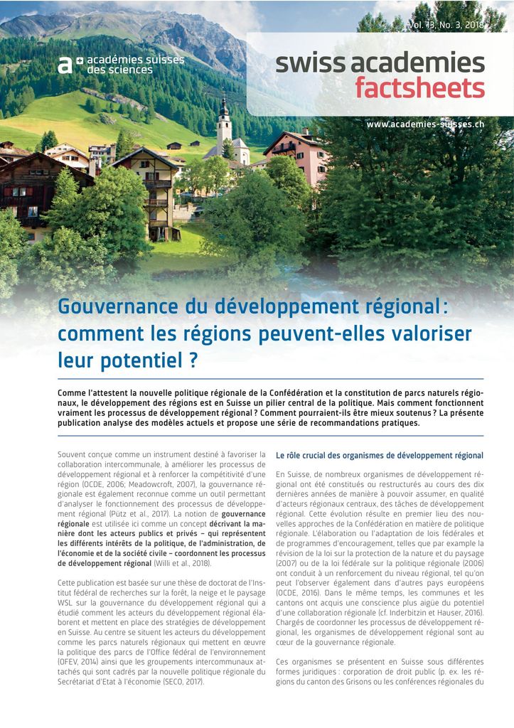 Factsheet Gouvernance du développement régional