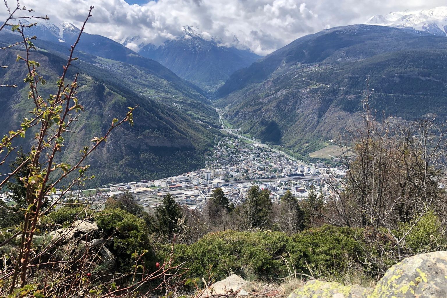 View of the Alpine town of Visp