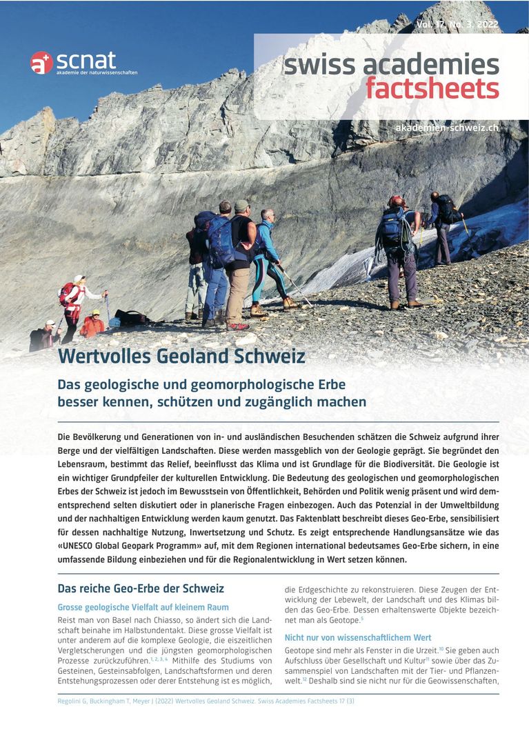 Faktenblatt «Wertvolles Geoland Schweiz»