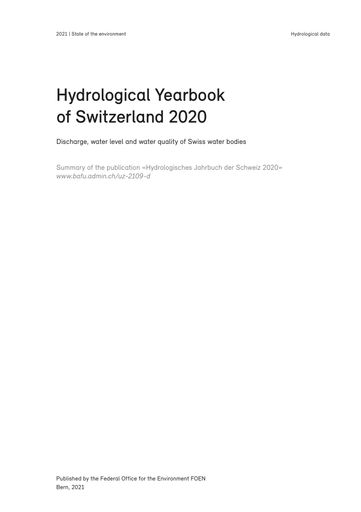 FOEN (2021) Hydrological Yearbook of Switzerland 2020 (Summary)
