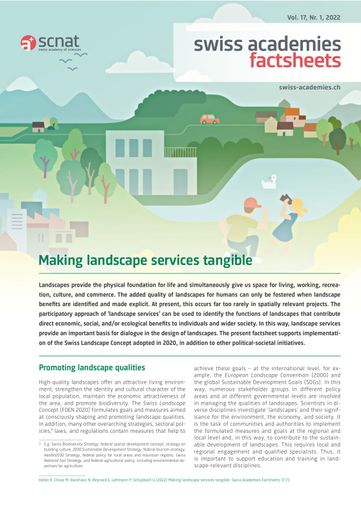 Factsheet: Making landscape services tangible