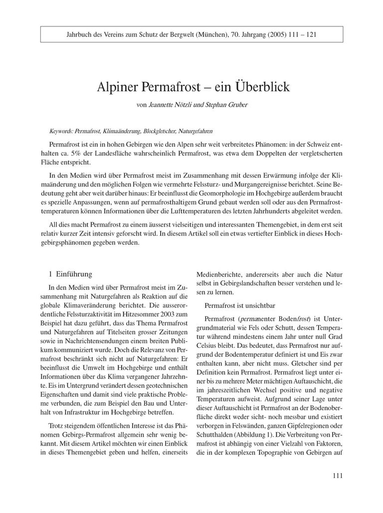 Alpiner Permafrost - ein Überblick
