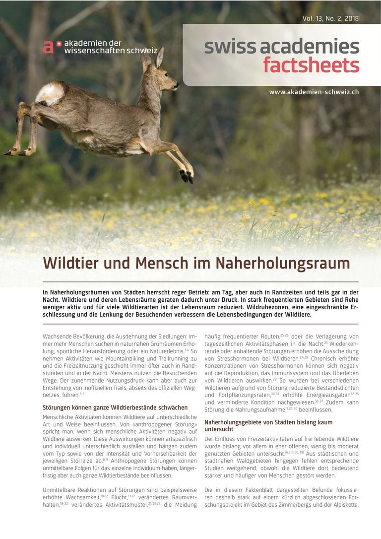 Factsheet Wildtier und Mensch im Naherholungsraum