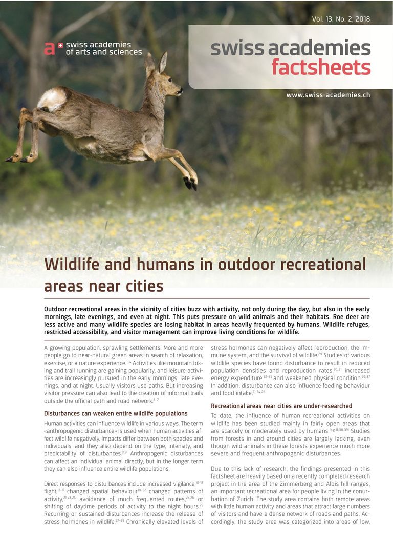 Wildlife and humans in outdoor recreational areas near cities
