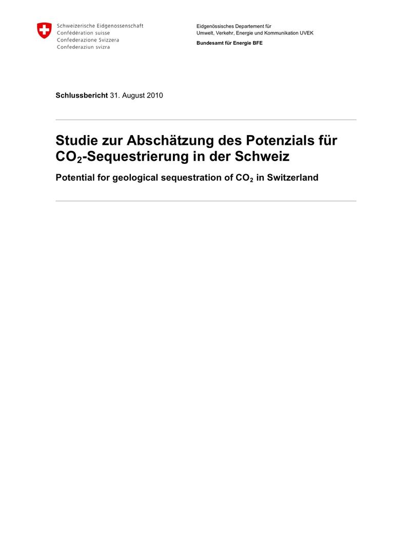 Full Report: Potential for geological sequestration of CO2 in Switzerland