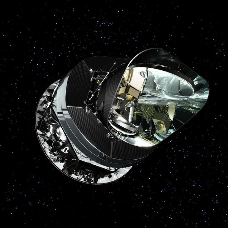 Planck-Teleskop im All (Zeichnung)