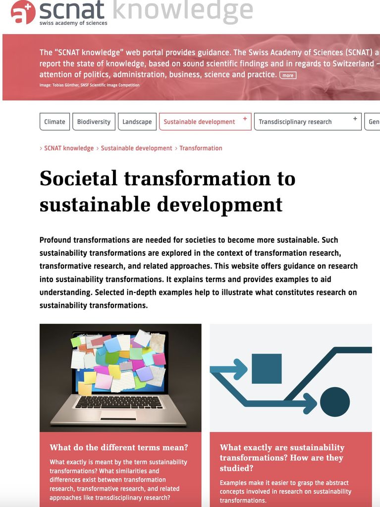 Societal transformation to sustainable development website