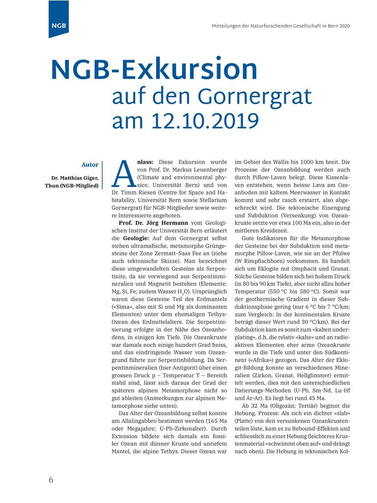 NGB-Exkursion auf den Gornergrat am 12.10.2019