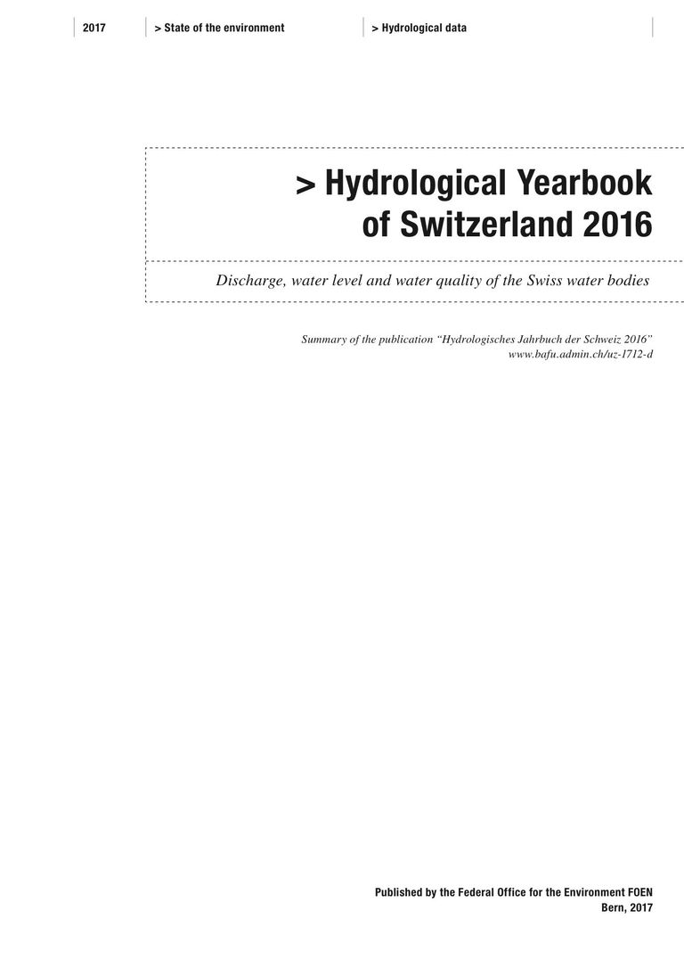 Hydrological Yearbook of Switzerland 2016 (Summary)