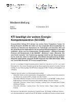 Teaser: KTI bewilligt vier weitere Energie-Kompetenzzentren (SCCER)