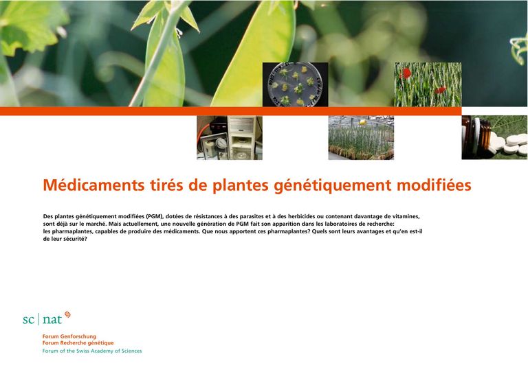 Médicaments tirés de plantes génétiquement modifiées (2007, Forum Recherche génétique)