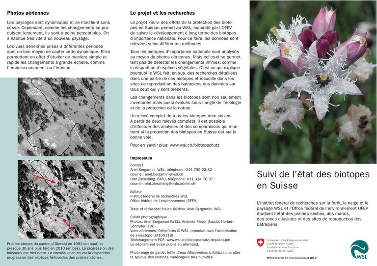 Dépliant "Suivi de l’état des biotopes en Suisse": Suivi de l’état des biotopes