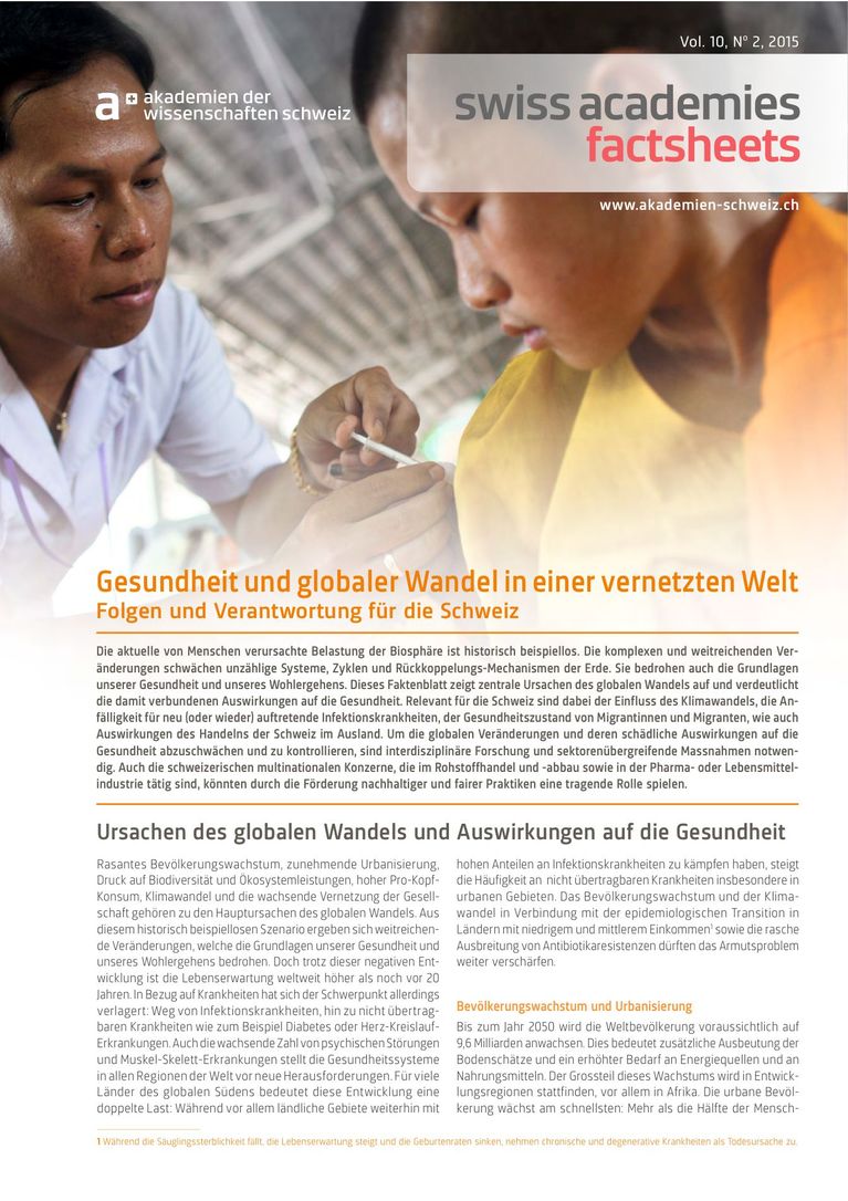Gesundheit und globaler Wandel in einer vernetzten Welt – Folgen und Verantwortung für die Schweiz