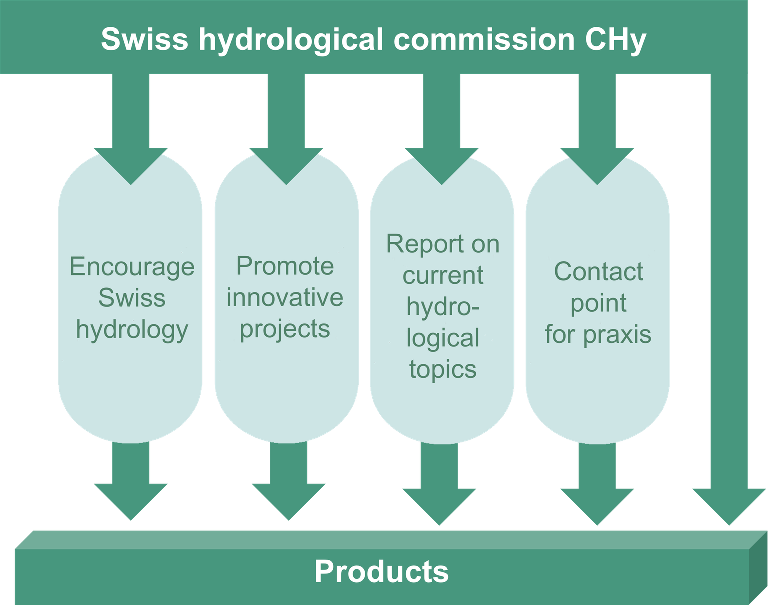 Four pillars of the activities of the Swiss Hydrological Commission