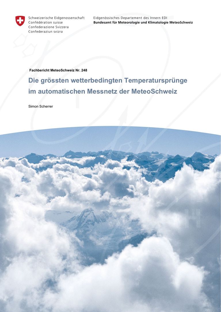 Fachbericht herunterladen: Die grössten Temperatursprünge im automatischen Messnetz der MeteoSchweiz