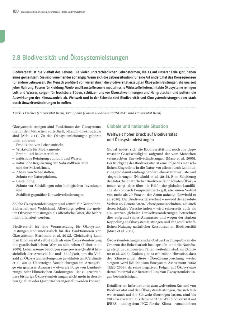 Kapitel Biodiversität und Ökosystemleistungen