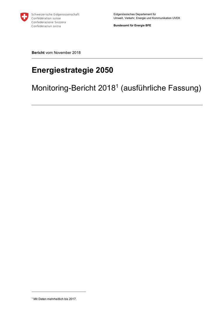 Energiestrategie 2050. Monitoring-Bericht 2018