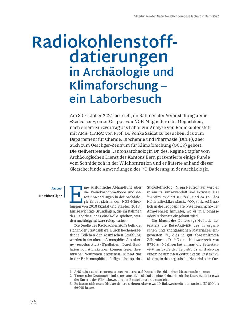 Radiokohlenstoffdatierungen in Archäologie und Klimaforschung
