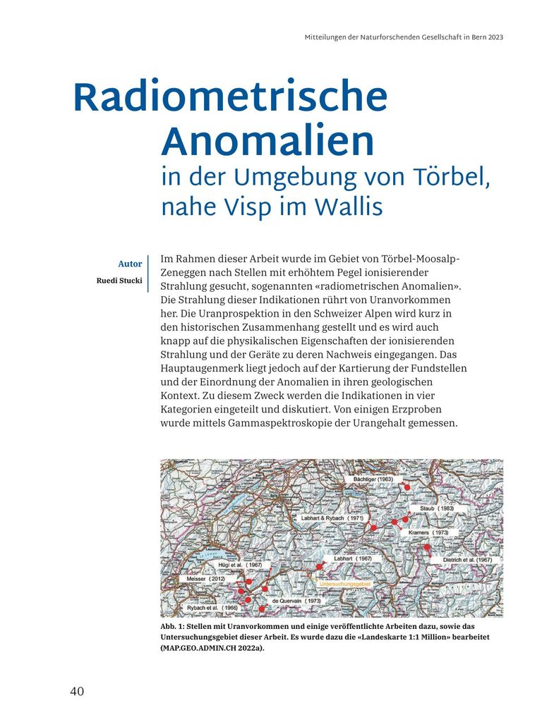 Radiometrische Anomalien in der Umgebung von Törbel