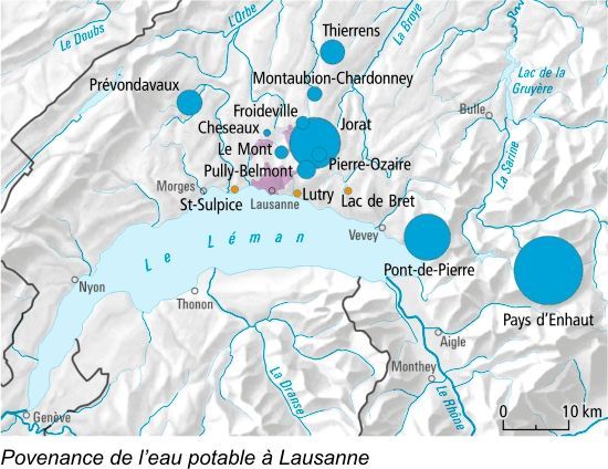 Provenance de l'eau potable à Lausanne