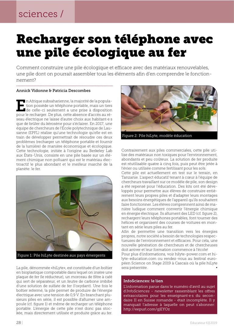 Pile écologique - l'Educateur 06/2019