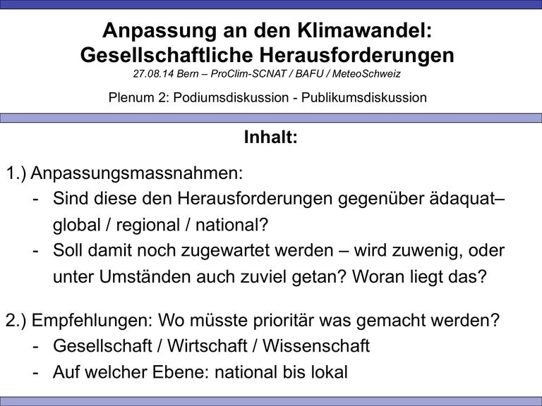 Podiumsdiskussion: Wissen / Entscheiden / Handeln - P. Thalmann (EPF, Lausanne)