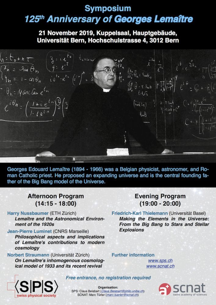 Poster for symposium on 125th Anniversary of Georges Lemaître (2019)