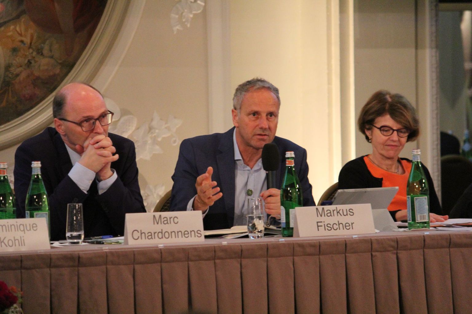 Marc Chardonnens (FOEN), Markus Fischer (ECA Co-Chair), Anne Larigauderie (Executive Secretary of IPBES)