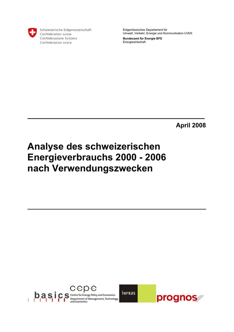 Analyse des schweizerischen Energieverbrauchs nach Verwendungszwecken