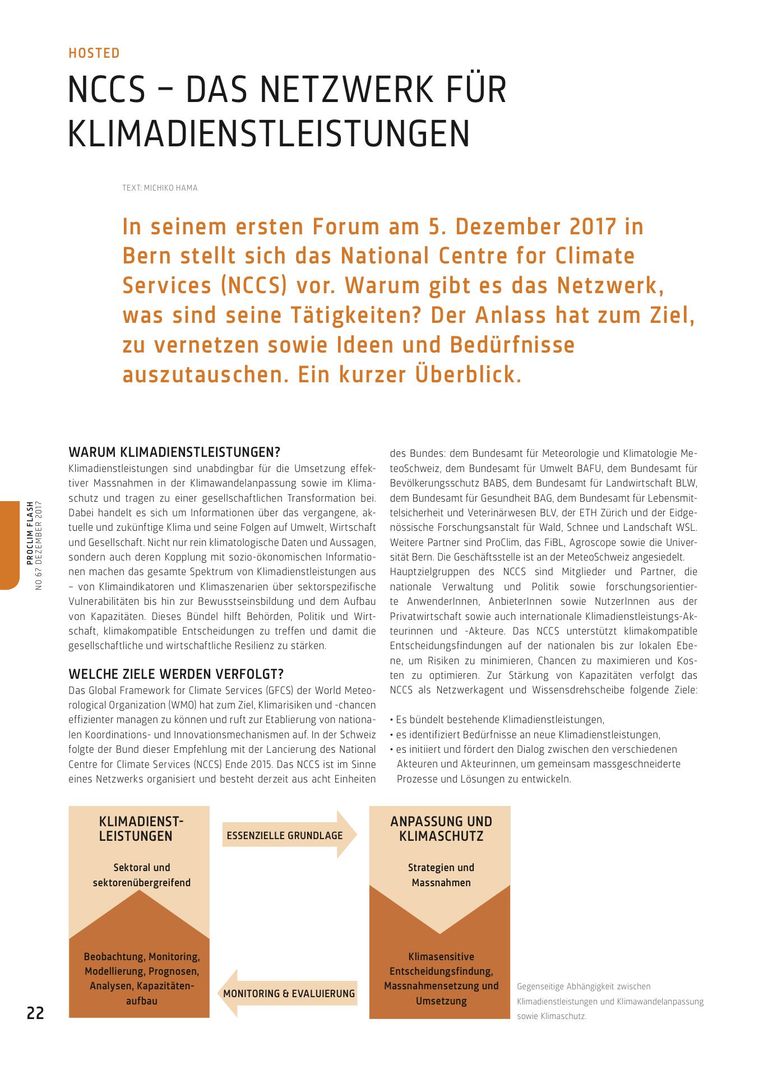 ProClim Flash 67: NCCS – das Netzwerk für Klimadienstleistungen