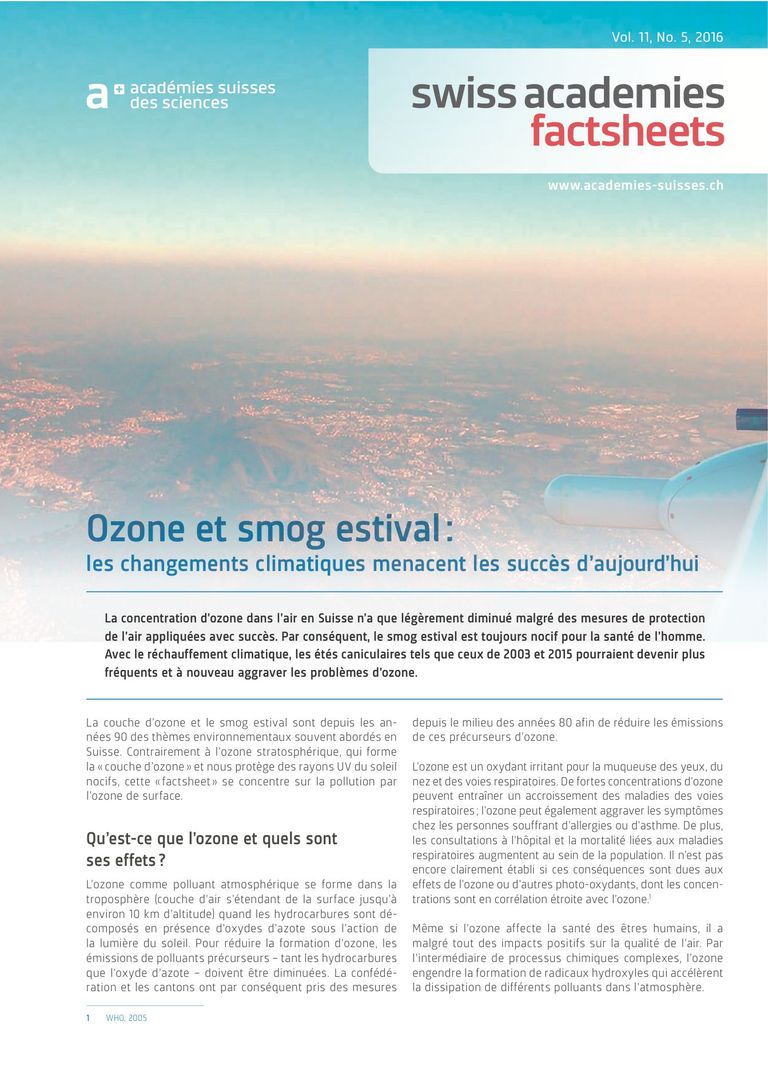 « Ozone et smog estival: les changements climatiques menacent les succès d’aujourd’hui »