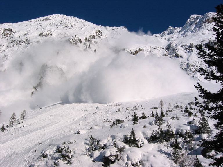 Another Avalanche coming down at Untere Sulztalalm 1900 m, near Gries in the Sulztal: Austria on 9 February 2003