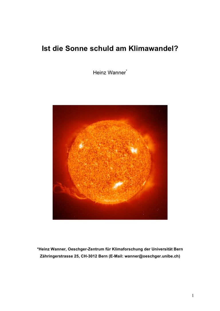 Text von Heinz Wanner: Ist die Sonne schuld am Klimawandel?