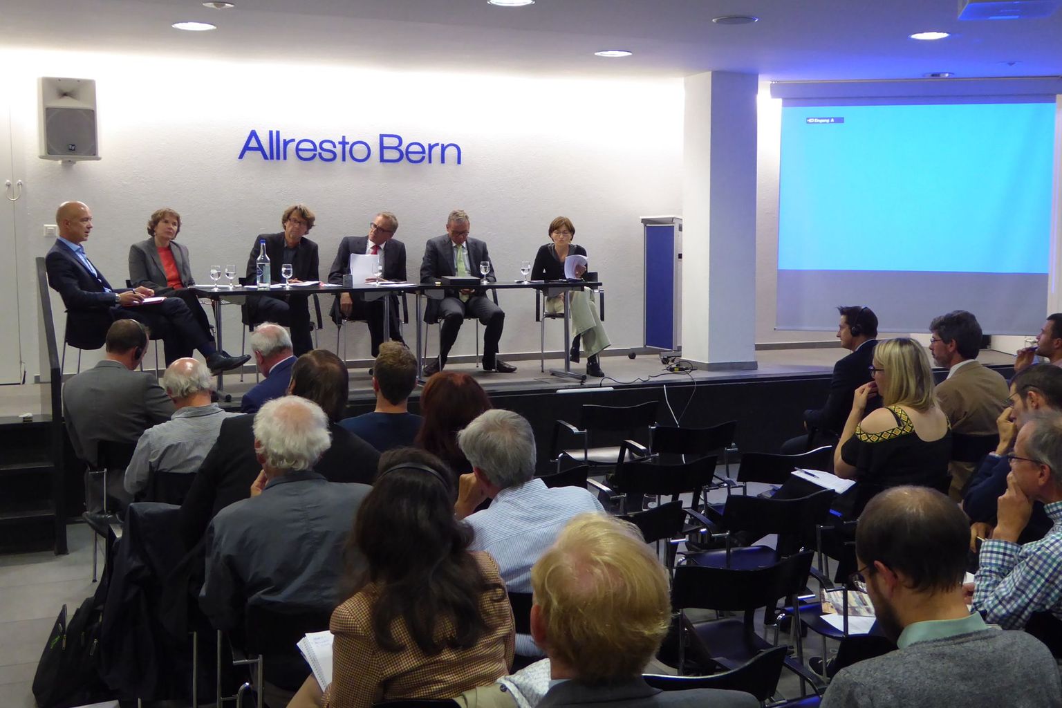 Panel-Discussion 20.9. 2016 with M. Fasser, E. Bürgi, A.Missbach, S. Barmettler (moderator), R. Noser and R. Rytz