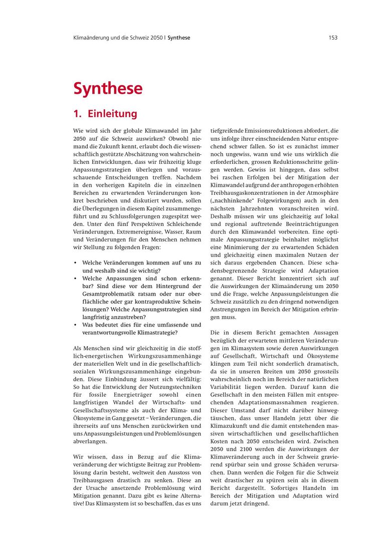 Kapitel aus CH2050: Synthese