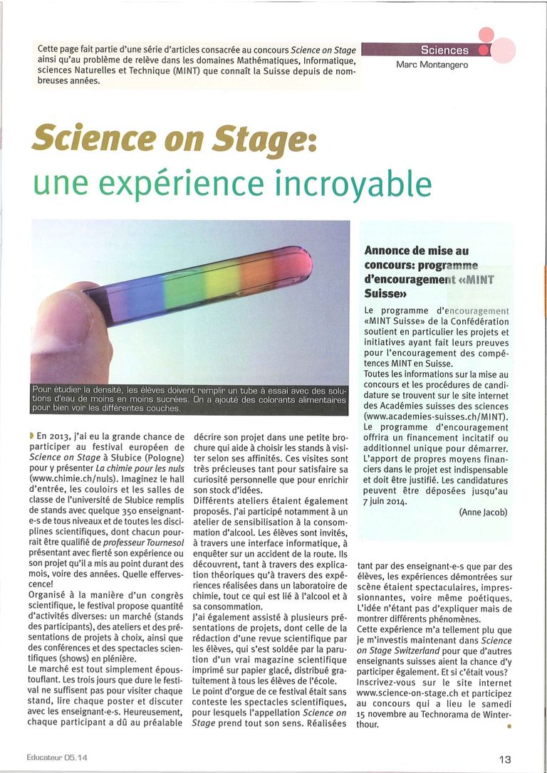 Science on Stage - l'Educateur 5/14
