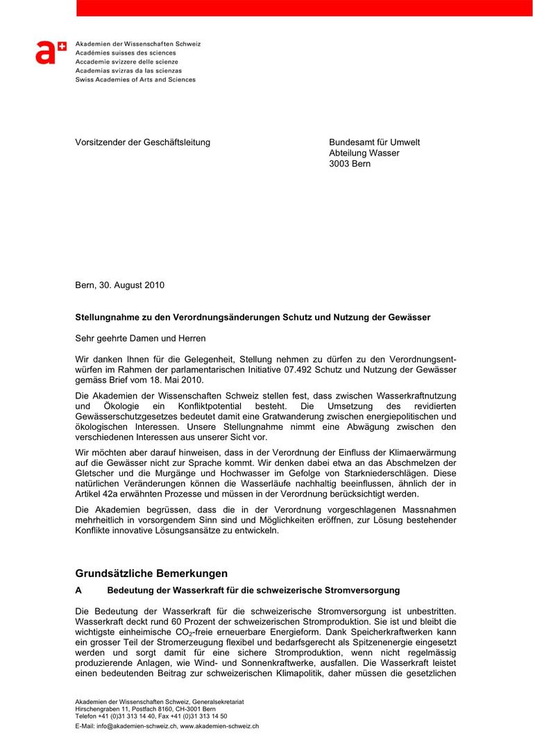 Gewässerschutzverordnung  août 2010  (en allemand)