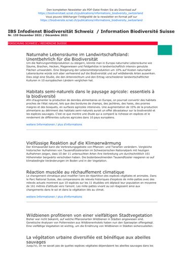 Informationsdienst Biodiversität Schweiz IBS Nr. 159